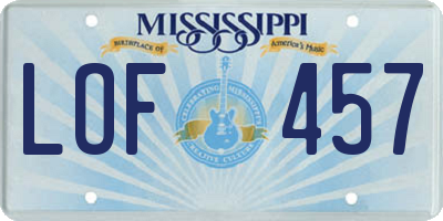 MS license plate LOF457