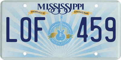 MS license plate LOF459