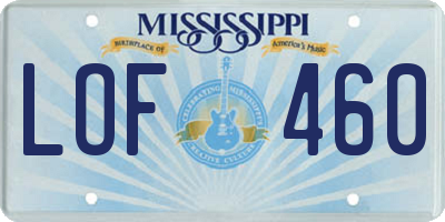 MS license plate LOF460