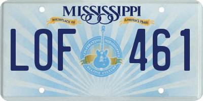 MS license plate LOF461
