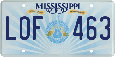 MS license plate LOF463