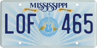 MS license plate LOF465