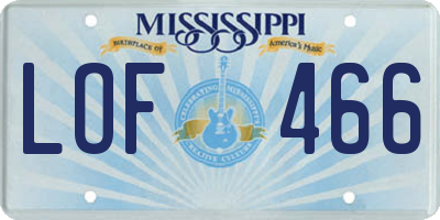 MS license plate LOF466