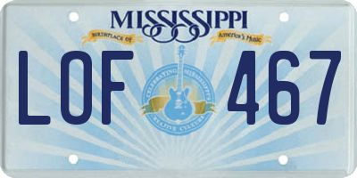 MS license plate LOF467