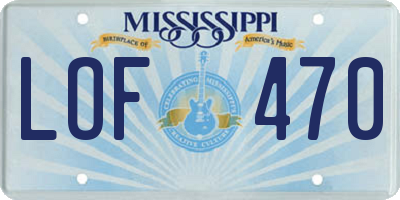 MS license plate LOF470