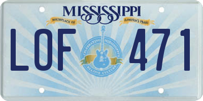 MS license plate LOF471