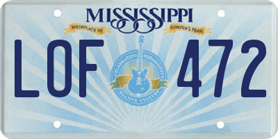 MS license plate LOF472