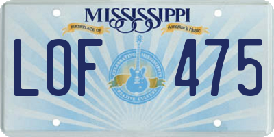 MS license plate LOF475