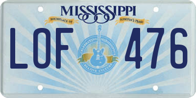 MS license plate LOF476
