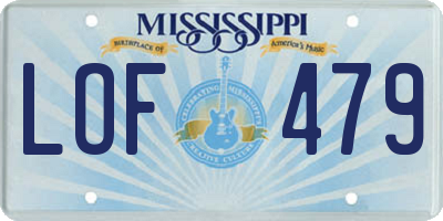 MS license plate LOF479