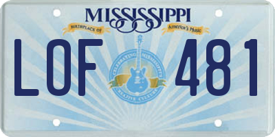 MS license plate LOF481