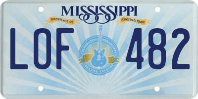 MS license plate LOF482