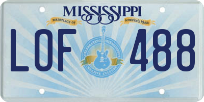 MS license plate LOF488
