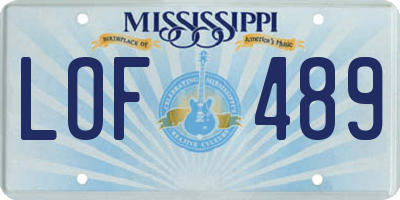 MS license plate LOF489