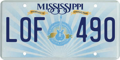 MS license plate LOF490