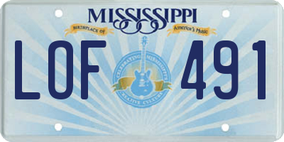 MS license plate LOF491
