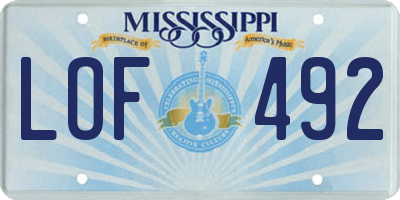 MS license plate LOF492