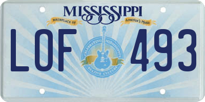 MS license plate LOF493