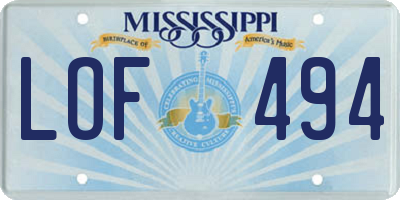 MS license plate LOF494