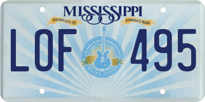 MS license plate LOF495