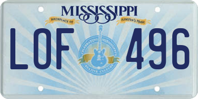 MS license plate LOF496