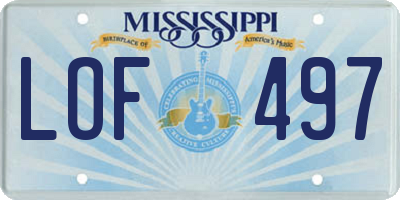 MS license plate LOF497
