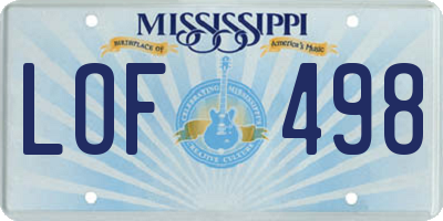 MS license plate LOF498