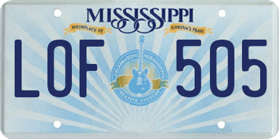 MS license plate LOF505