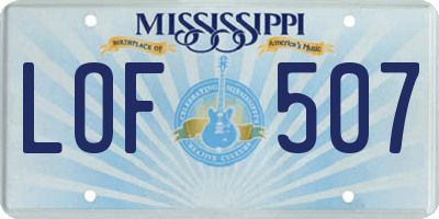 MS license plate LOF507