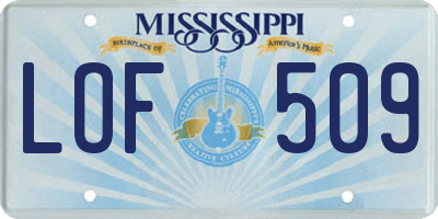 MS license plate LOF509