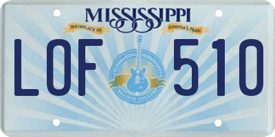 MS license plate LOF510