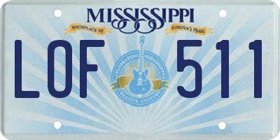 MS license plate LOF511