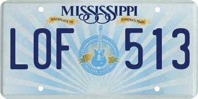 MS license plate LOF513