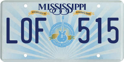 MS license plate LOF515