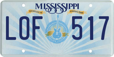 MS license plate LOF517