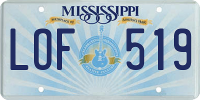 MS license plate LOF519