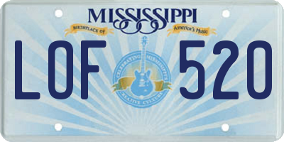 MS license plate LOF520