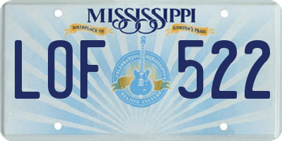 MS license plate LOF522