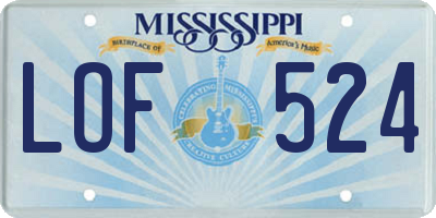 MS license plate LOF524