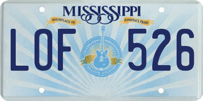 MS license plate LOF526