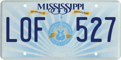 MS license plate LOF527