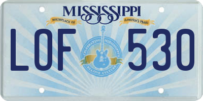 MS license plate LOF530