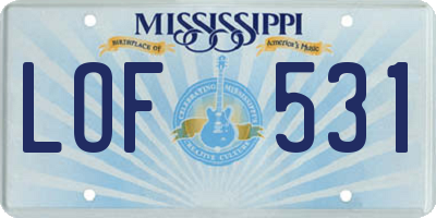 MS license plate LOF531