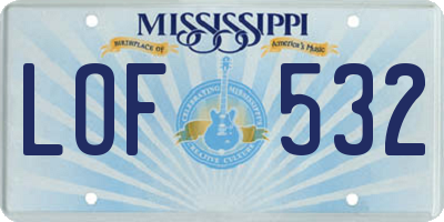 MS license plate LOF532