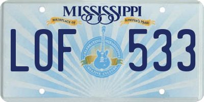 MS license plate LOF533