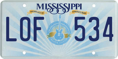 MS license plate LOF534