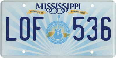 MS license plate LOF536
