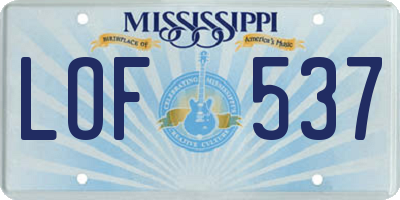 MS license plate LOF537