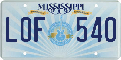 MS license plate LOF540