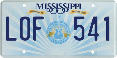 MS license plate LOF541